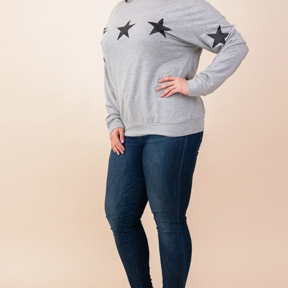 French Terry Star Pull Over Sweatshirt - Picture 8 of 8